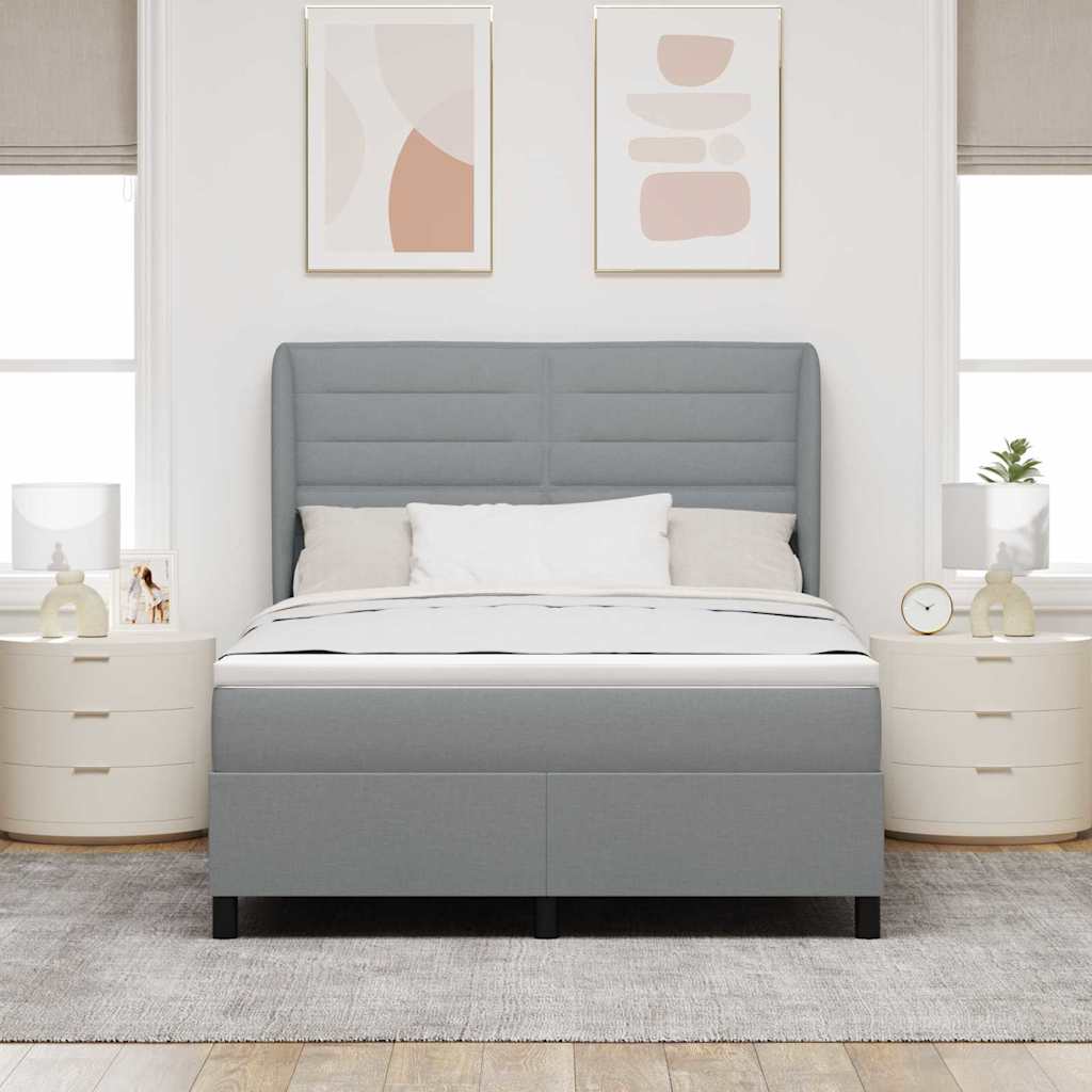 vidaXL Łóżko sprężynowe z materacem Jasnoszary 140 x 200 cm tkanina
