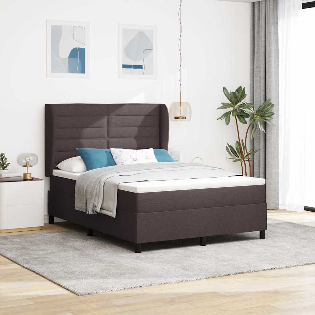 vidaXL Łóżko sprężynowe z materacem ciemnobrązowy 160 x 200 cm tkanina