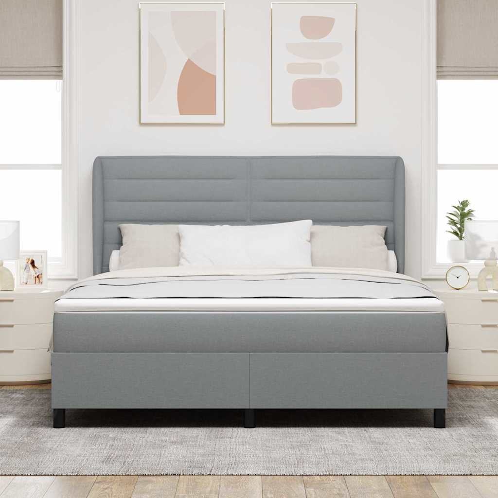vidaXL Łóżko sprężynowe z materacem Jasnoszary 180 x 200 cm tkanina