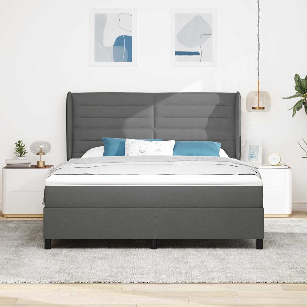 vidaXL Łóżko sprężynowe z materacem ciemno szary 180 x 200 cm tkanina