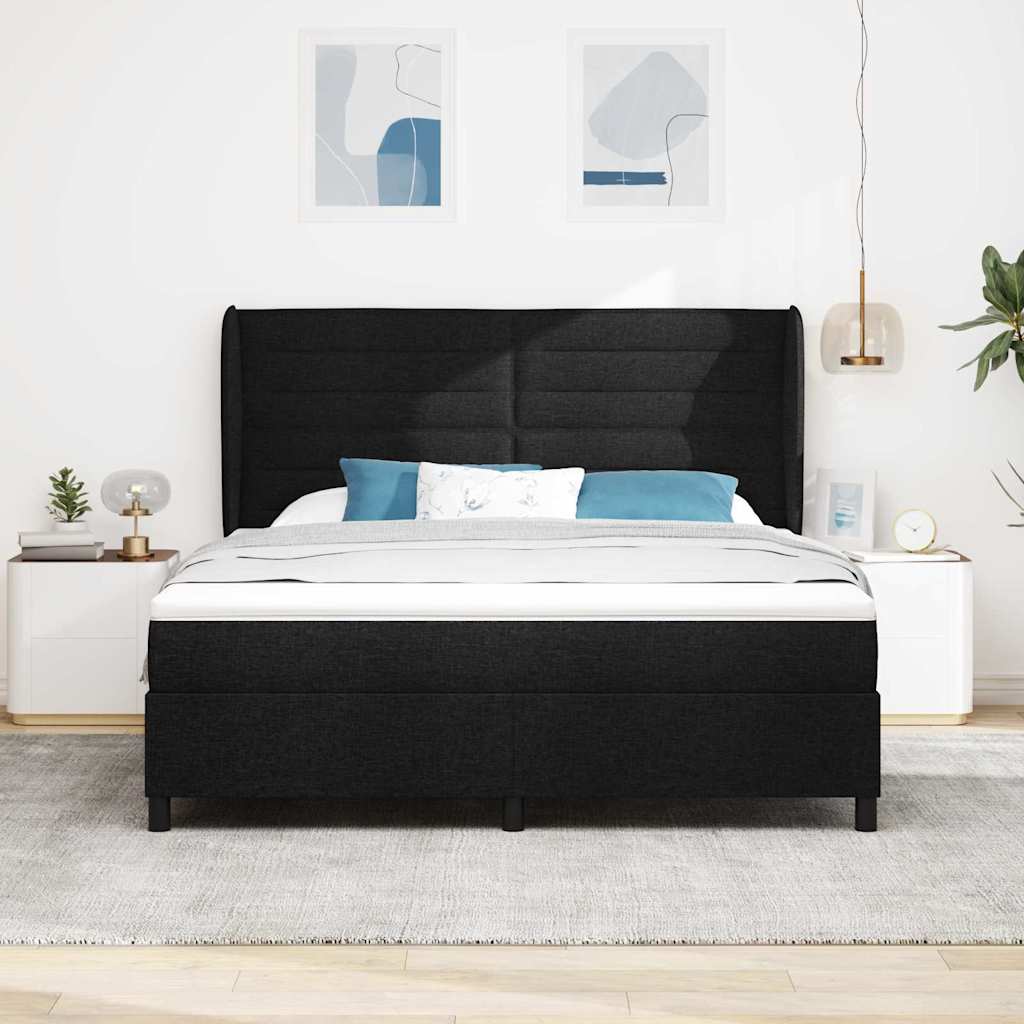 vidaXL Łóżko sprężynowe z materacem Czarny 180 x 200 cm tkanina