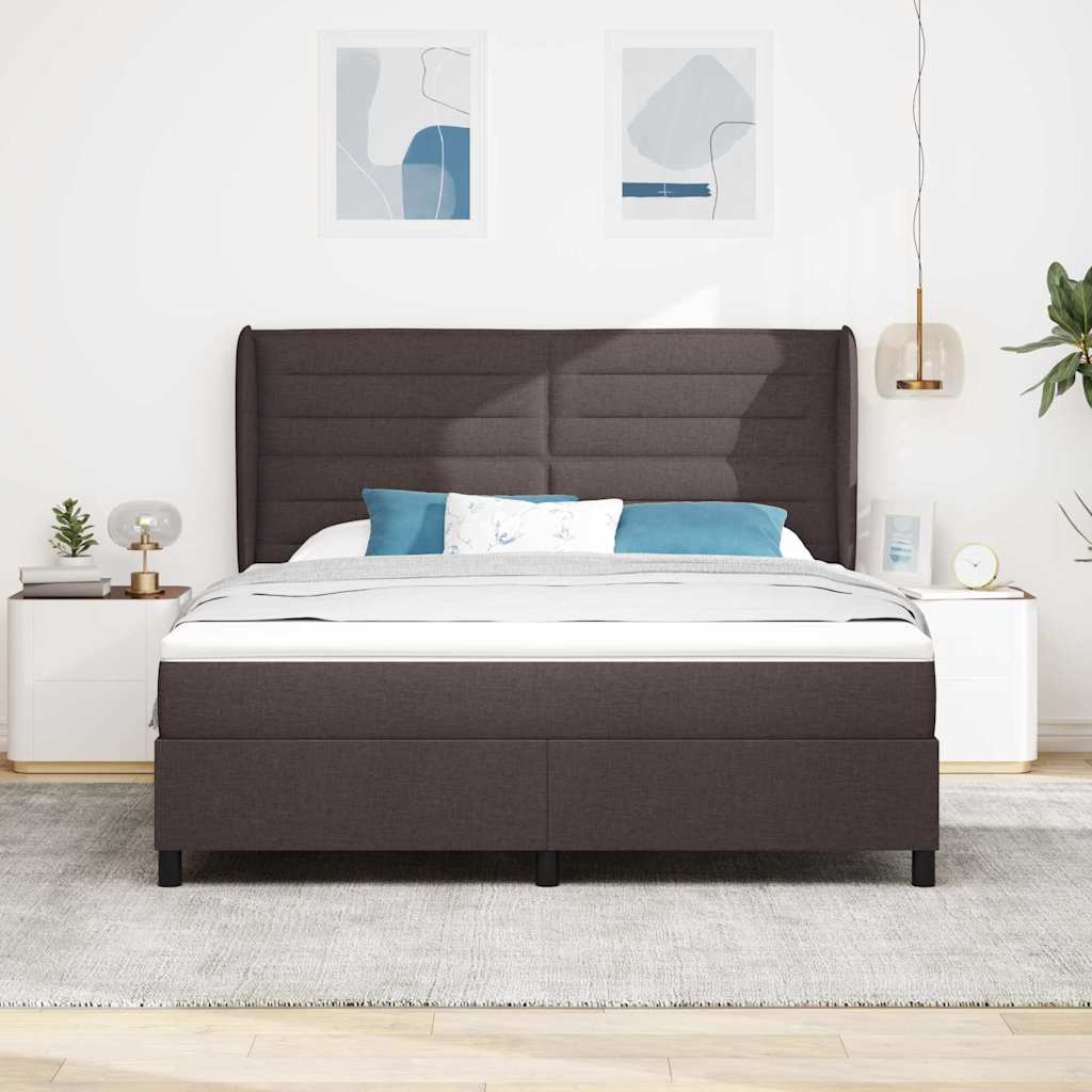 vidaXL Łóżko sprężynowe z materacem ciemnobrązowy 180 x 200 cm tkanina