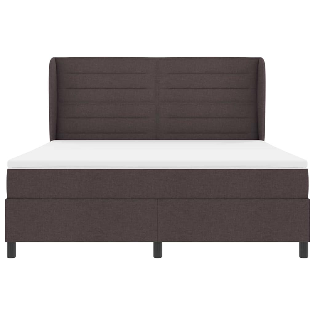 vidaXL Łóżko sprężynowe z materacem ciemnobrązowy 180 x 200 cm tkanina