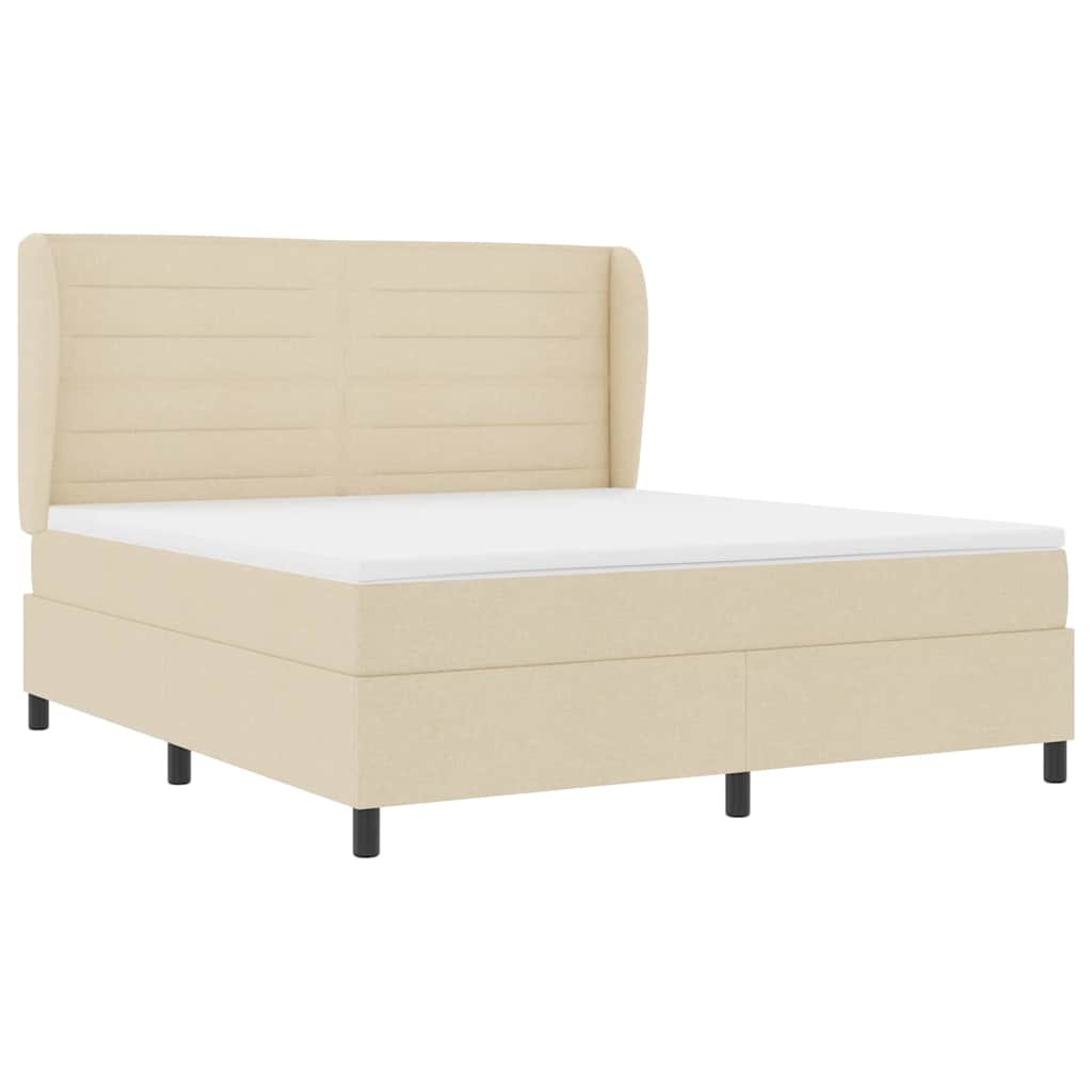 vidaXL Łóżko sprężynowe z materacem Kremowy 180 x 200 cm tkanina