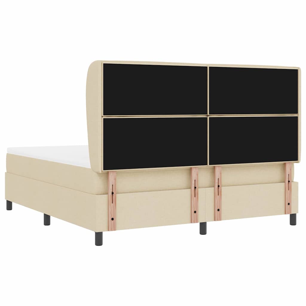 vidaXL Łóżko sprężynowe z materacem Kremowy 180 x 200 cm tkanina