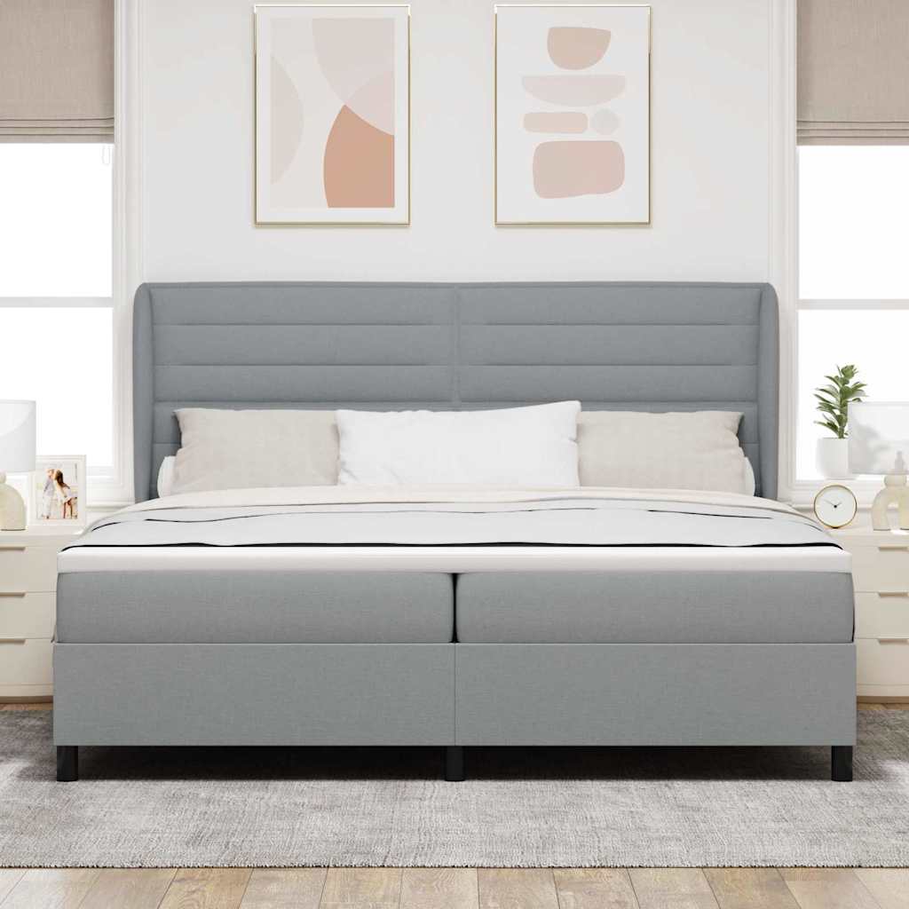 vidaXL Łóżko sprężynowe z materacem Jasnoszary 200 x 200 cm tkanina