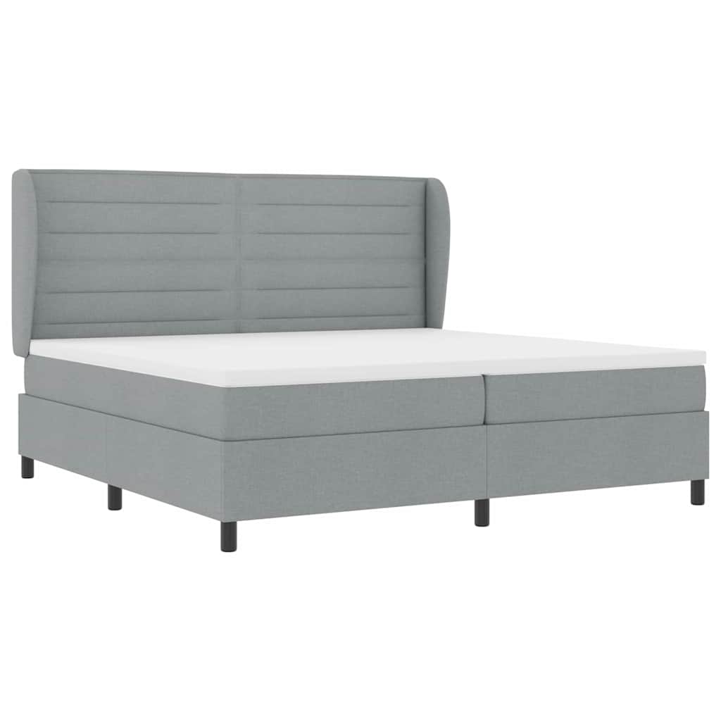 vidaXL Łóżko sprężynowe z materacem Jasnoszary 200 x 200 cm tkanina