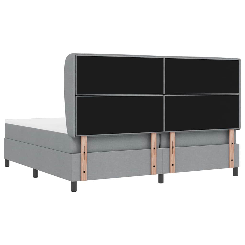 vidaXL Łóżko sprężynowe z materacem Jasnoszary 200 x 200 cm tkanina