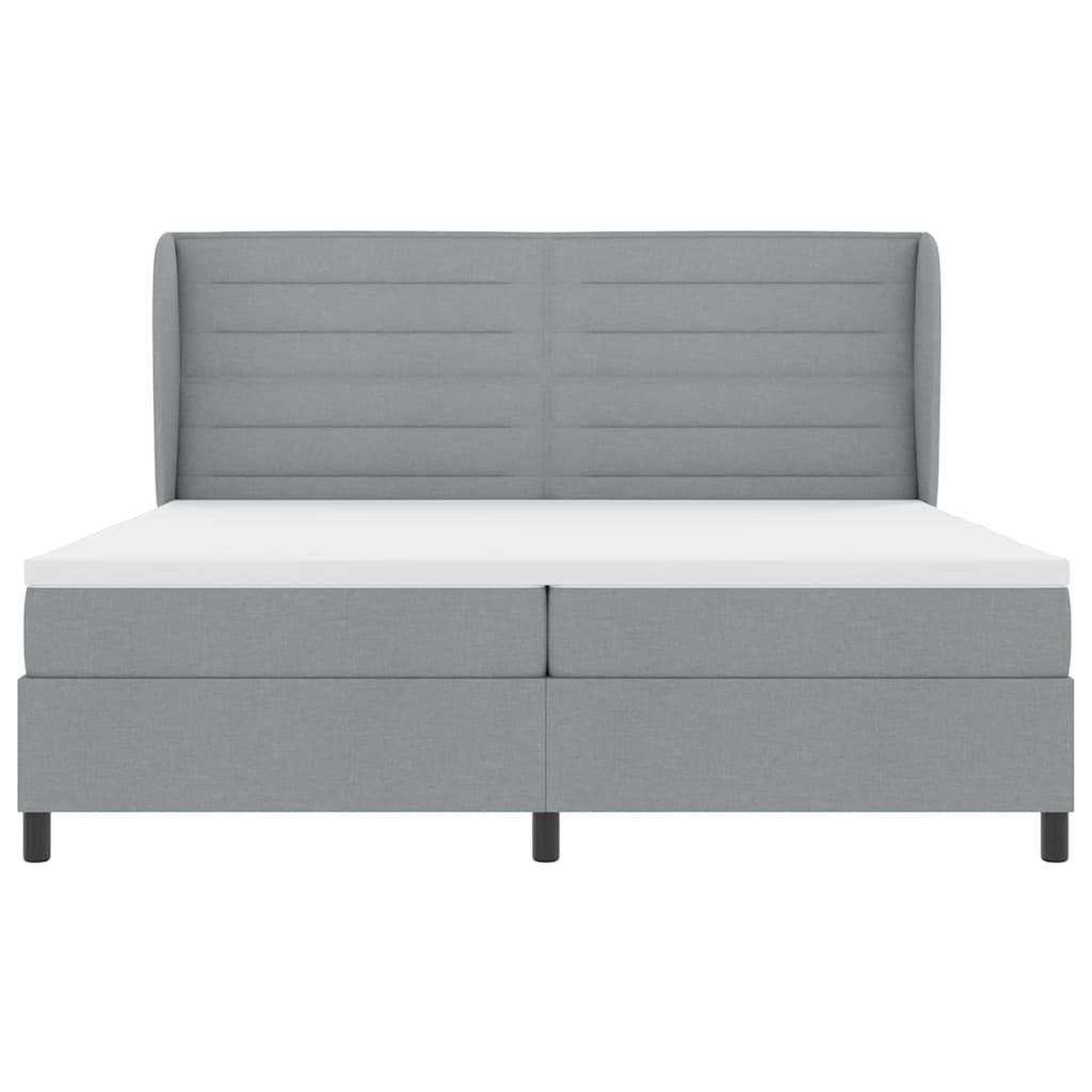 vidaXL Łóżko sprężynowe z materacem Jasnoszary 200 x 200 cm tkanina