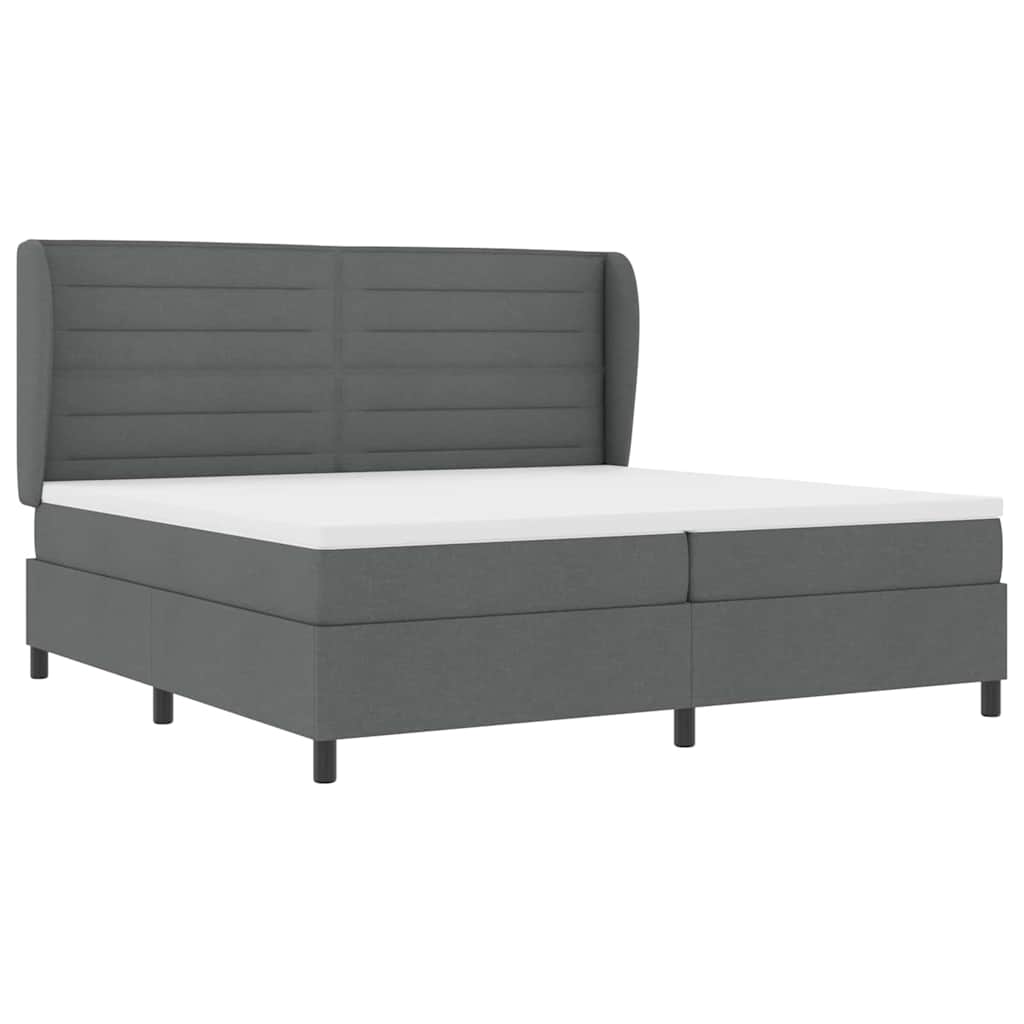vidaXL Łóżko sprężynowe z materacem ciemno szary 200 x 200 cm tkanina
