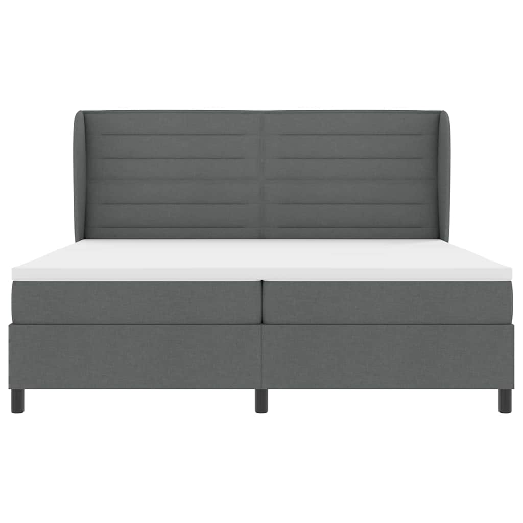 vidaXL Łóżko sprężynowe z materacem ciemno szary 200 x 200 cm tkanina