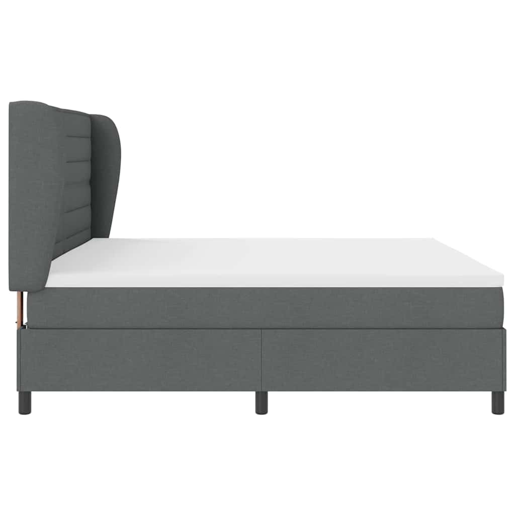 vidaXL Łóżko sprężynowe z materacem ciemno szary 200 x 200 cm tkanina