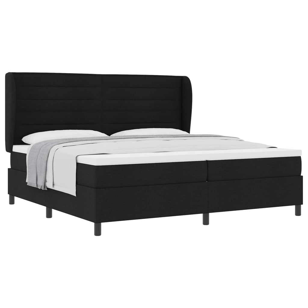 vidaXL Łóżko sprężynowe z materacem Czarny 200 x 200 cm tkanina