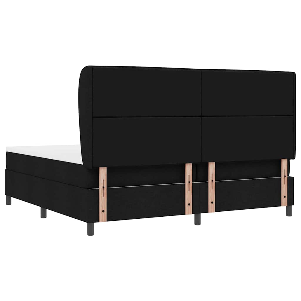 vidaXL Łóżko sprężynowe z materacem Czarny 200 x 200 cm tkanina