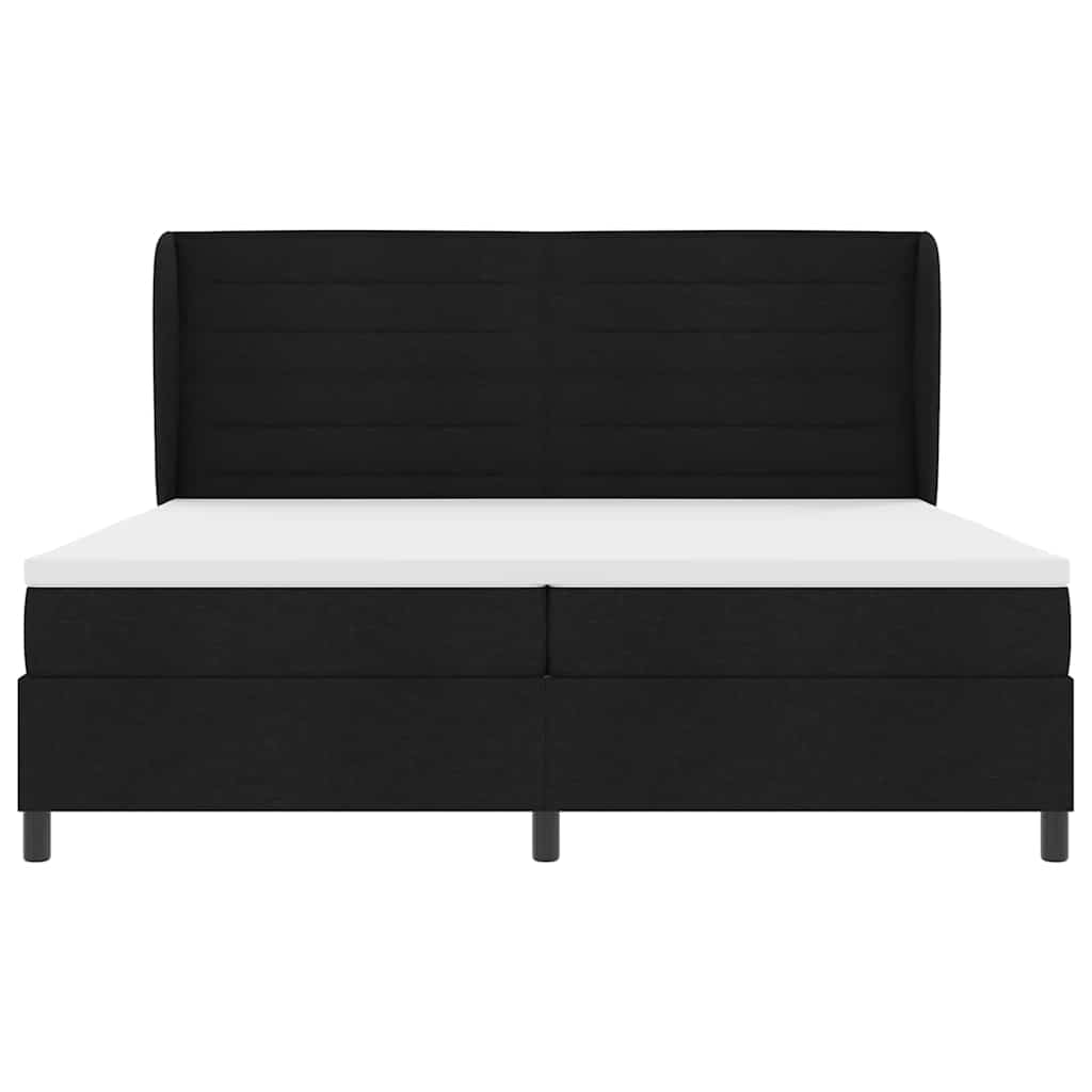 vidaXL Łóżko sprężynowe z materacem Czarny 200 x 200 cm tkanina