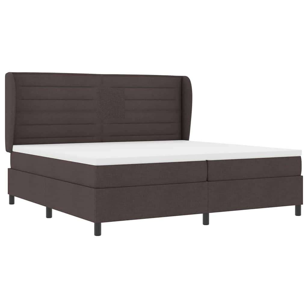 vidaXL Łóżko sprężynowe z materacem ciemnobrązowy 200 x 200 cm tkanina
