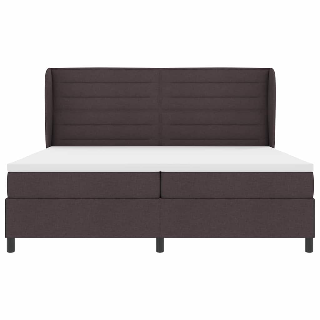 vidaXL Łóżko sprężynowe z materacem ciemnobrązowy 200 x 200 cm tkanina