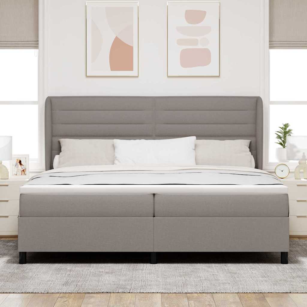 vidaXL Łóżko sprężynowe z materacem Ciemnoszary 200 x 200 cm tkanina