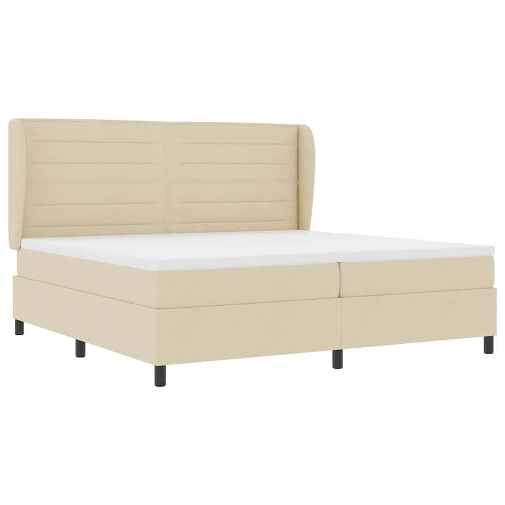 vidaXL Łóżko sprężynowe z materacem Kremowy 200 x 200 cm tkanina
