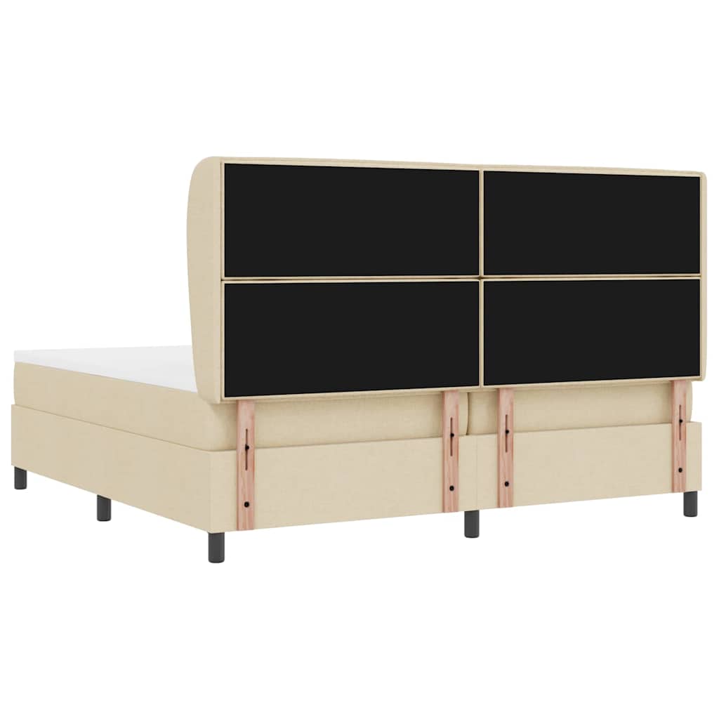 vidaXL Łóżko sprężynowe z materacem Kremowy 200 x 200 cm tkanina
