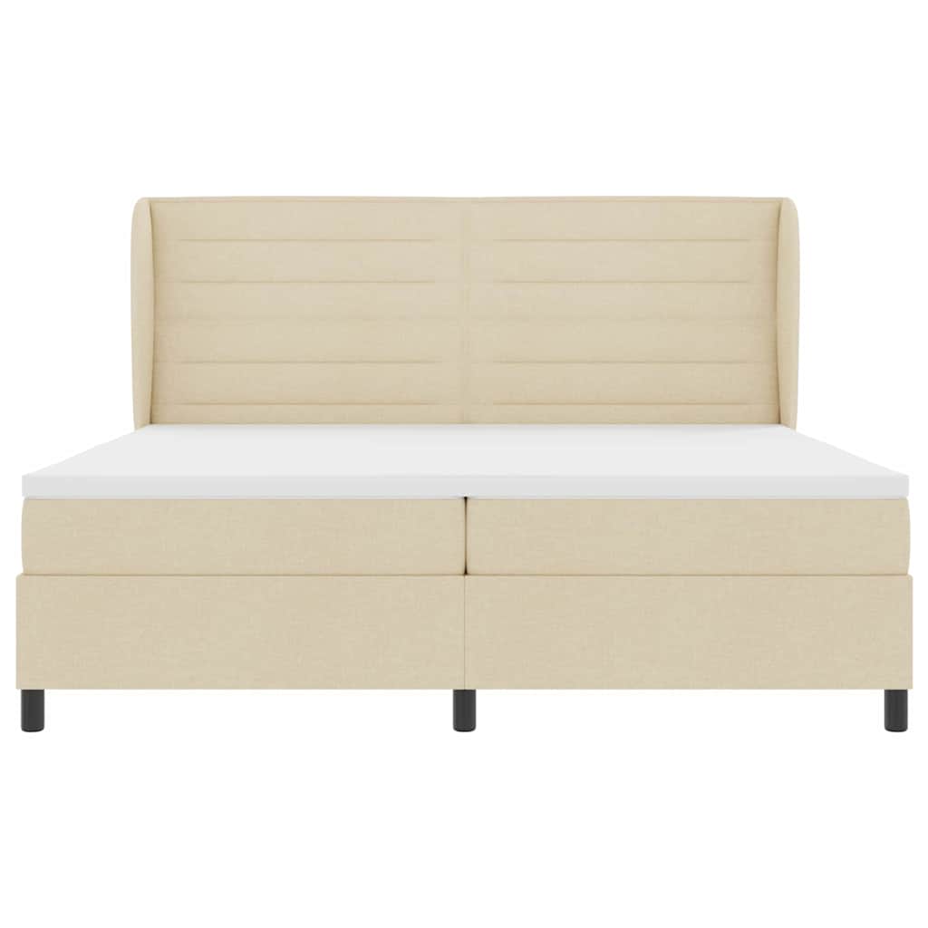vidaXL Łóżko sprężynowe z materacem Kremowy 200 x 200 cm tkanina