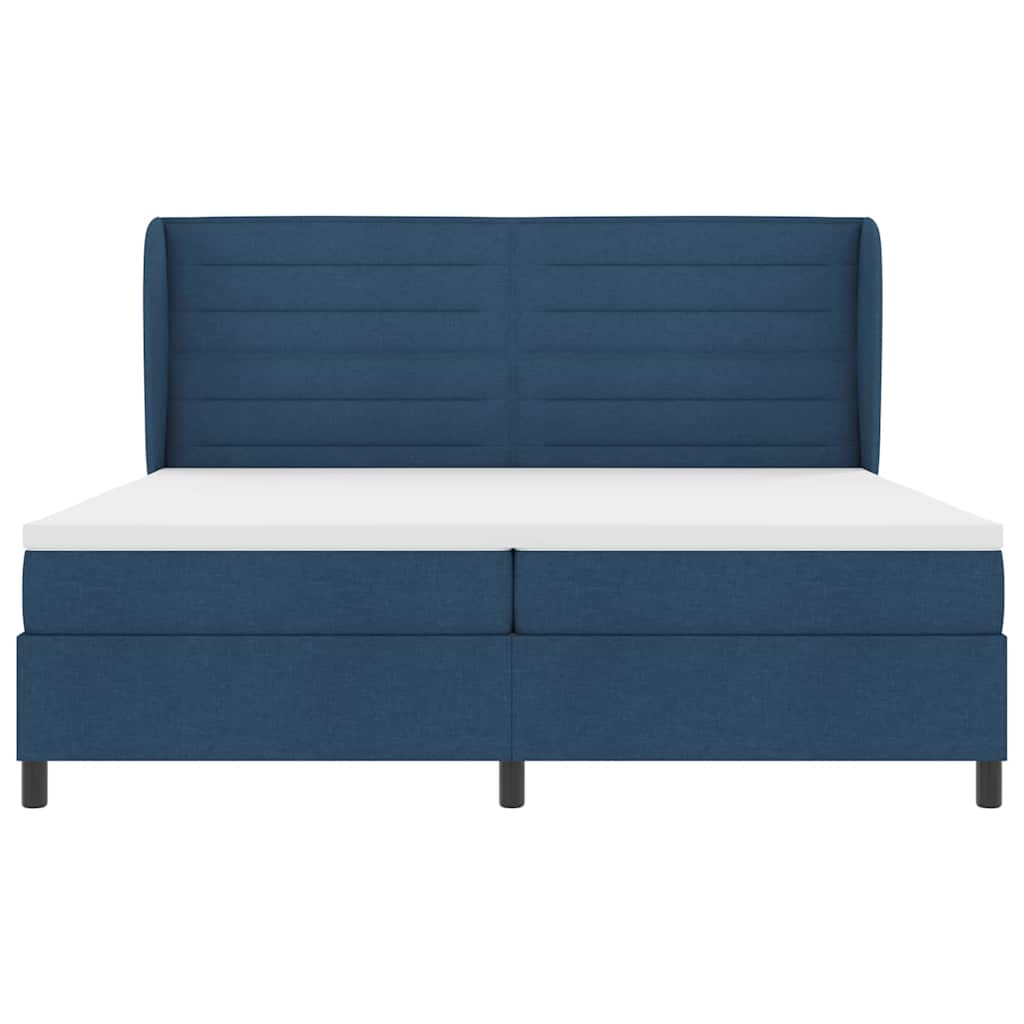 vidaXL Łóżko sprężynowe z materacem Niebieski 200 x 200 cm tkanina