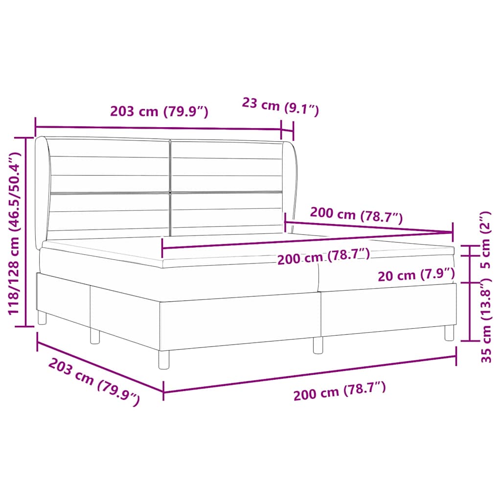 vidaXL Łóżko sprężynowe z materacem Niebieski 200 x 200 cm tkanina