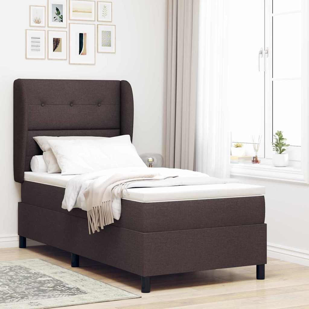 vidaXL Łóżko sprężynowe z materacem ciemnobrązowy 80 x 200 cm tkanina