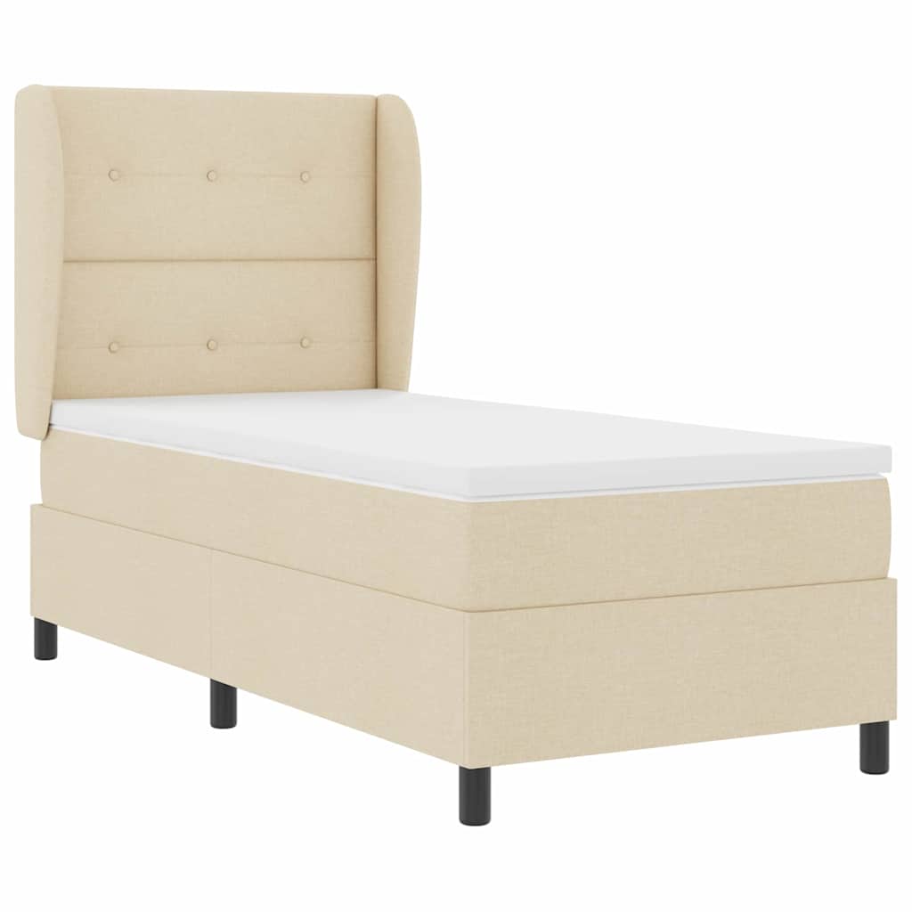 vidaXL Łóżko sprężynowe z materacem Kremowy 90 x 200 cm tkanina
