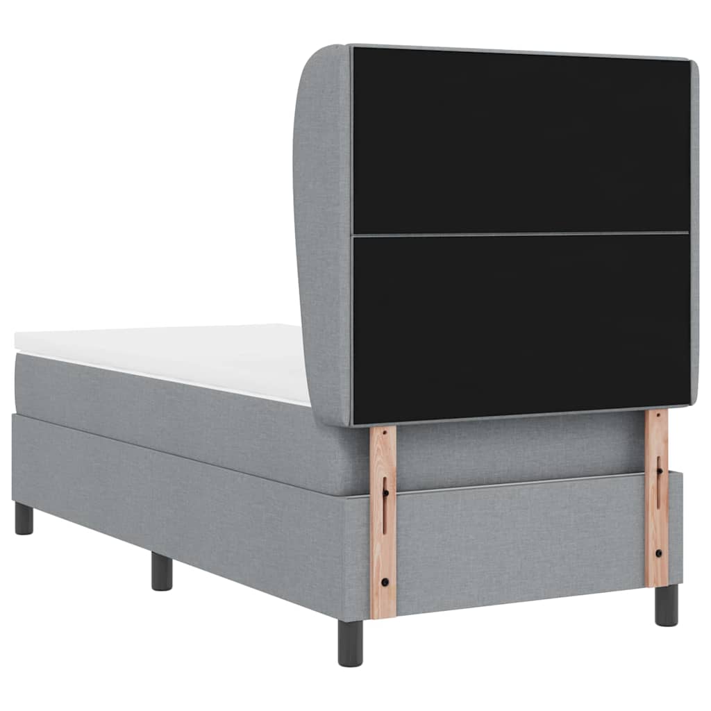 vidaXL Łóżko sprężynowe Z zagłówkiem Jasnoszary 100 x 200 cm tkanina