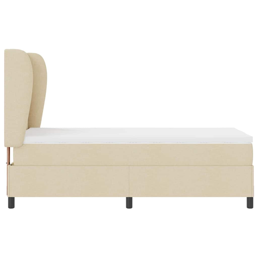 vidaXL Łóżko sprężynowe z materacem Kremowy 100 x 200 cm tkanina