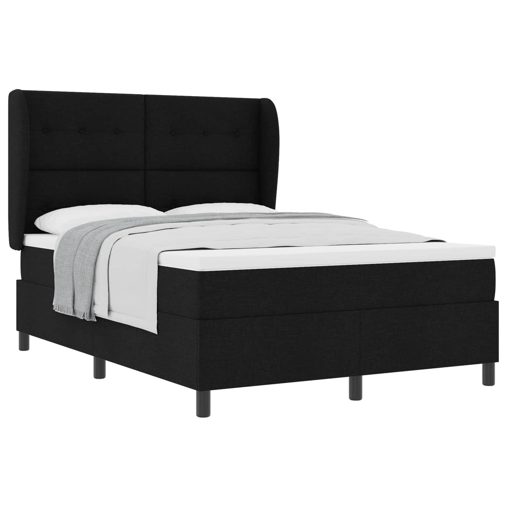 vidaXL Łóżko sprężynowe z materacem Czarny 140 x 190 cm tkanina