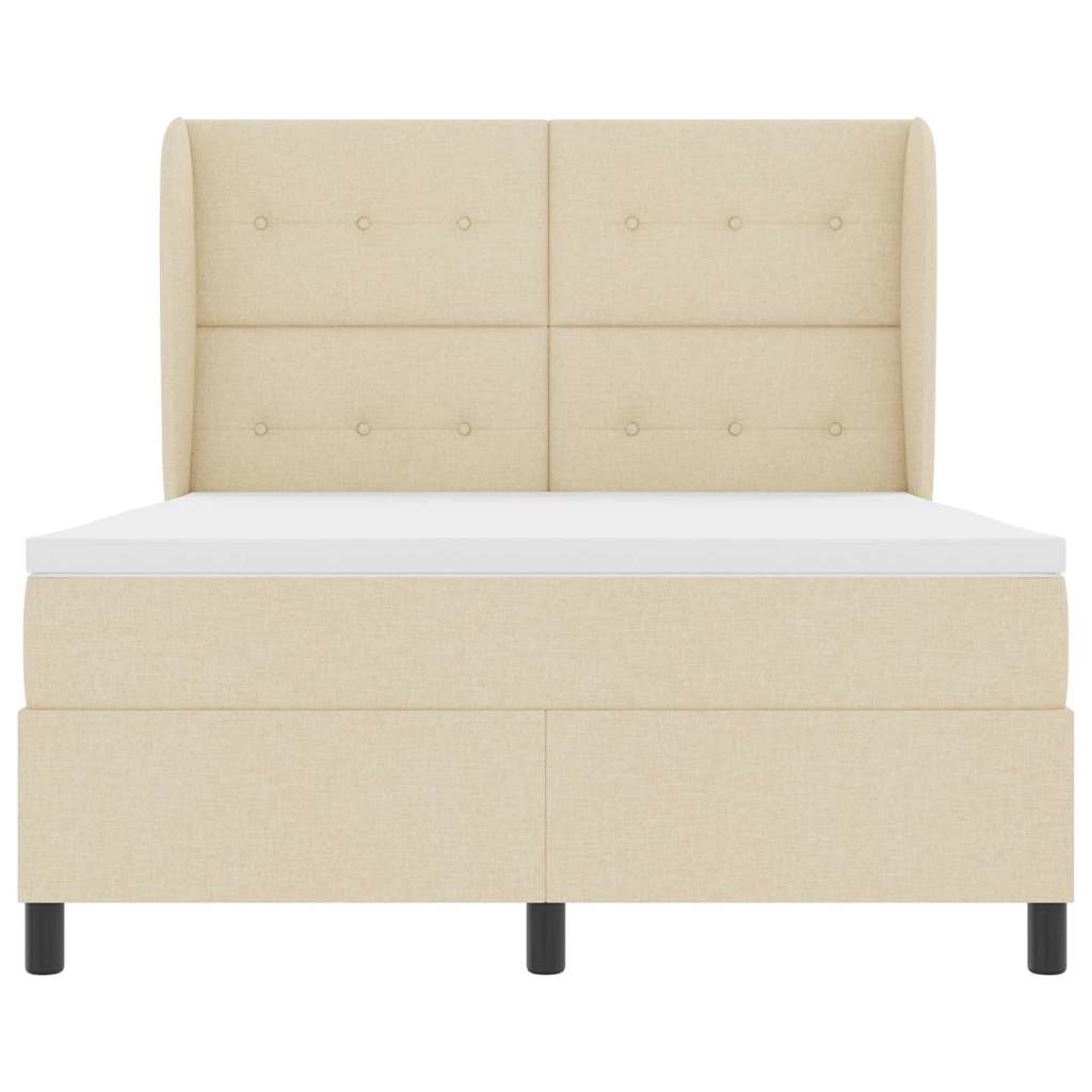 vidaXL Łóżko sprężynowe z materacem Kremowy 140 x 190 cm tkanina
