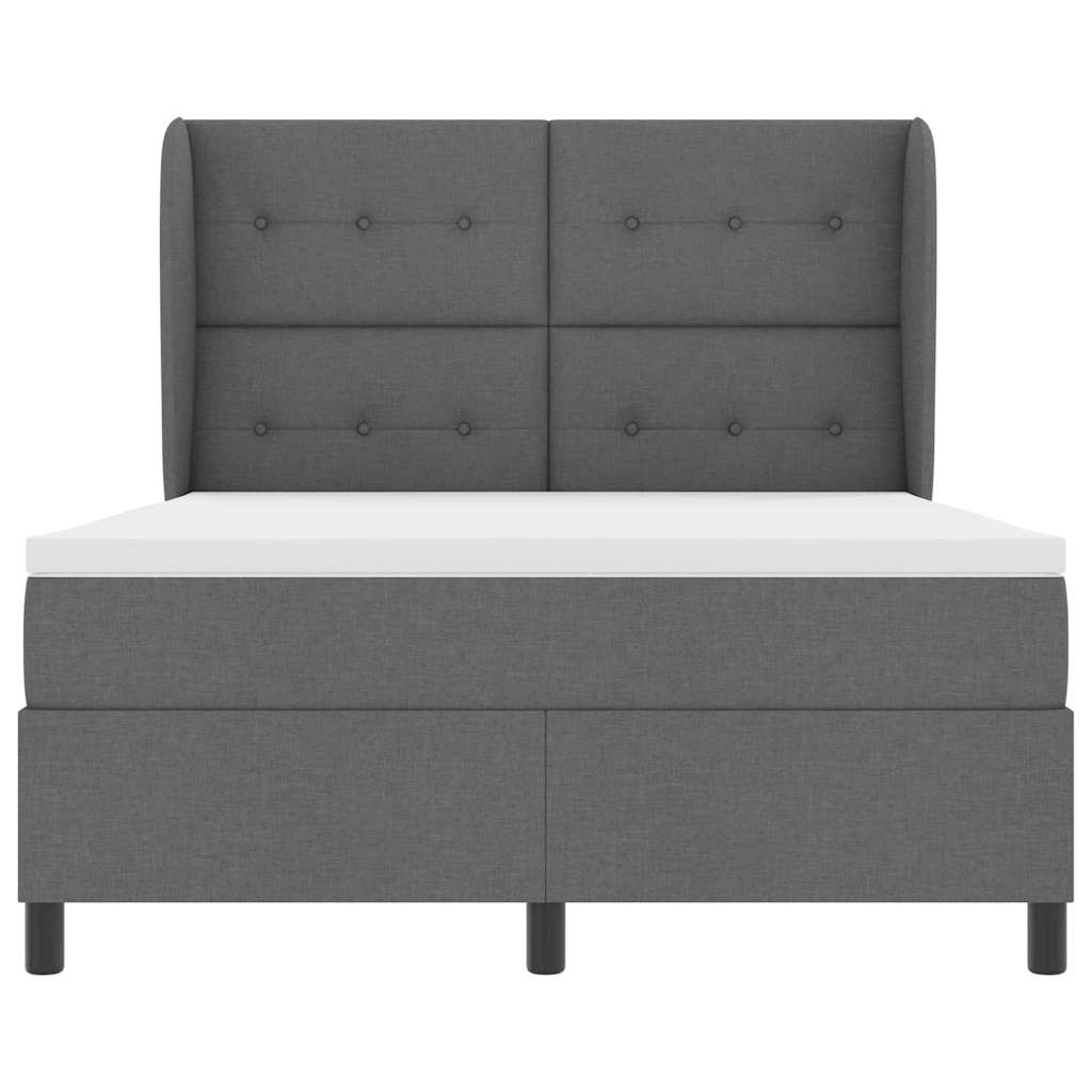 vidaXL Łóżko sprężynowe z materacem ciemno szary 160 x 200 cm tkanina