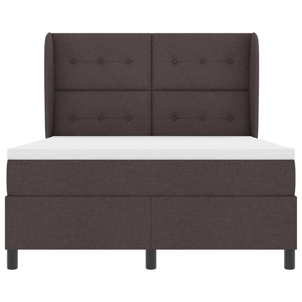 vidaXL Łóżko sprężynowe z materacem ciemnobrązowy 160 x 200 cm tkanina
