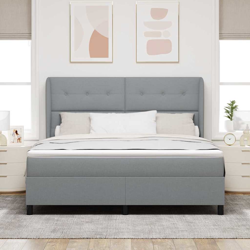vidaXL Łóżko sprężynowe z materacem Jasnoszary 180 x 200 cm tkanina