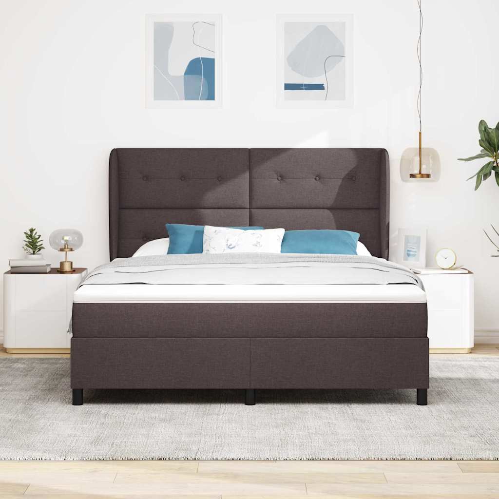 vidaXL Łóżko sprężynowe ciemnobrązowy 180 x 200 cm tkanina