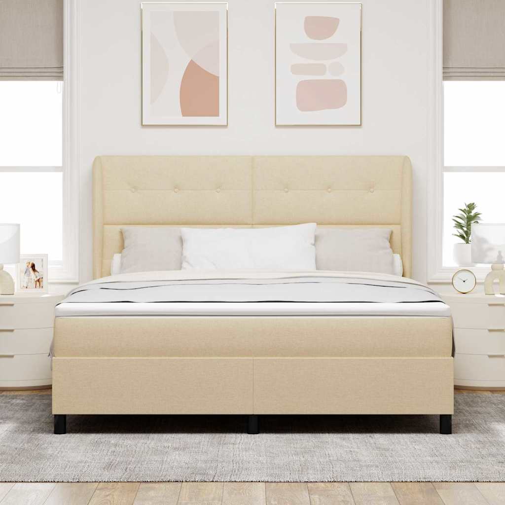 vidaXL Łóżko sprężynowe z materacem Kremowy 180 x 200 cm tkanina