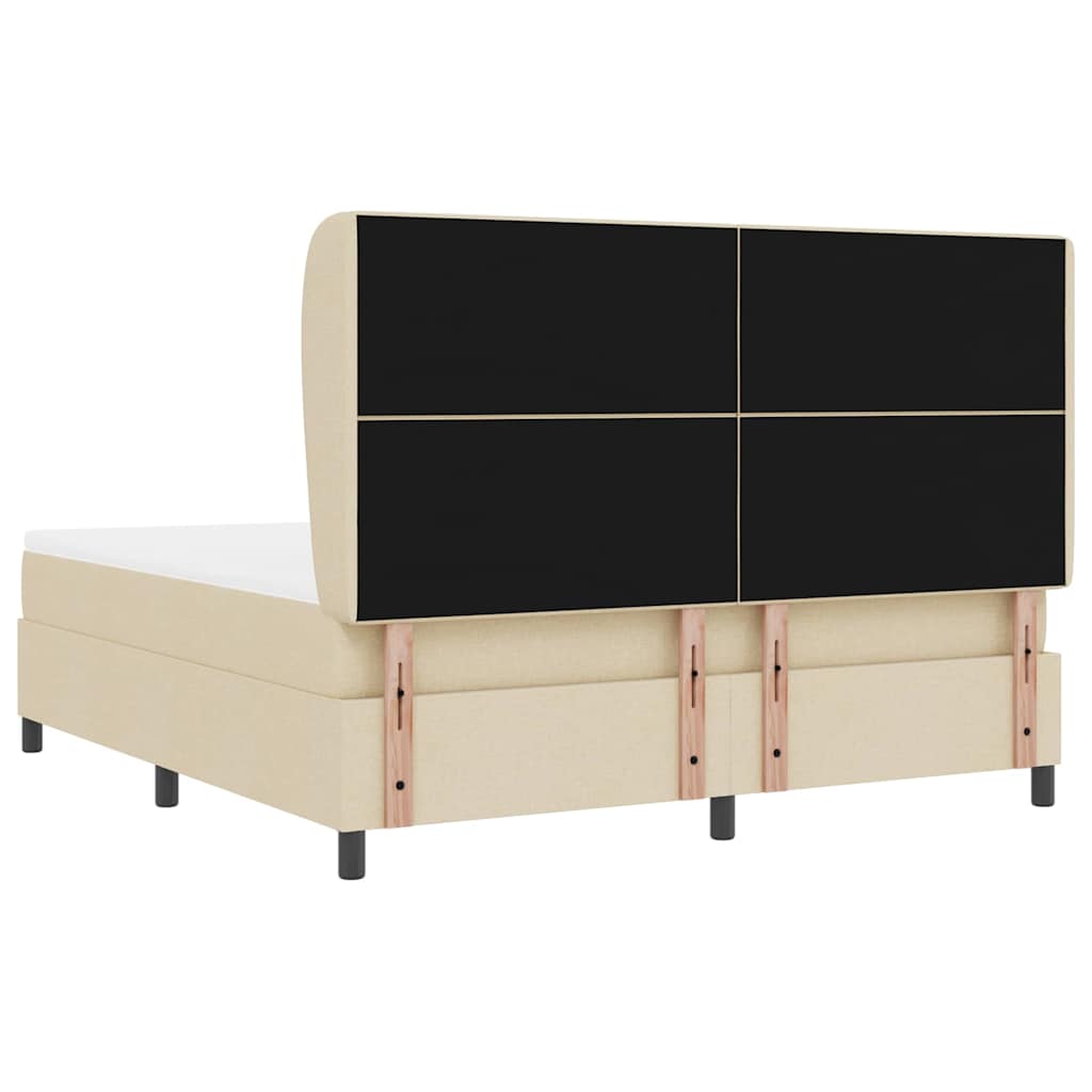 vidaXL Łóżko sprężynowe z materacem Kremowy 180 x 200 cm tkanina