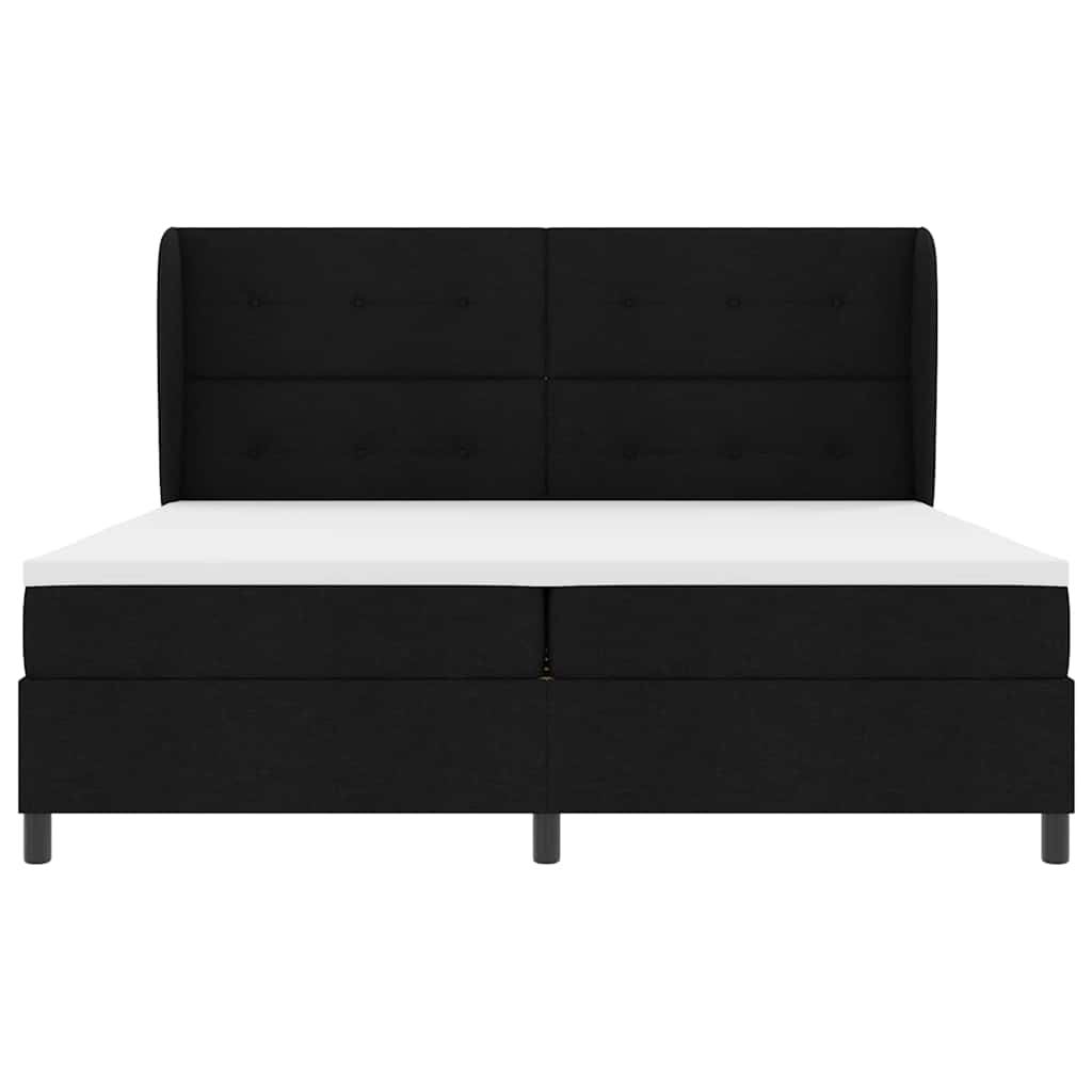 vidaXL Łóżko sprężynowe Z zagłówkiem Czarny 200 x 200 cm tkanina