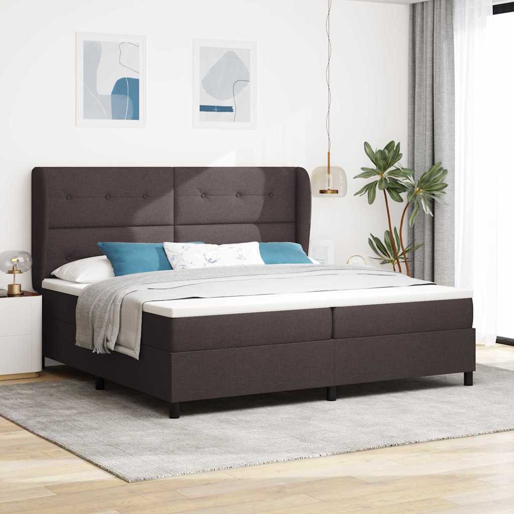 vidaXL Łóżko sprężynowe ciemnobrązowy 200 x 200 cm tkanina