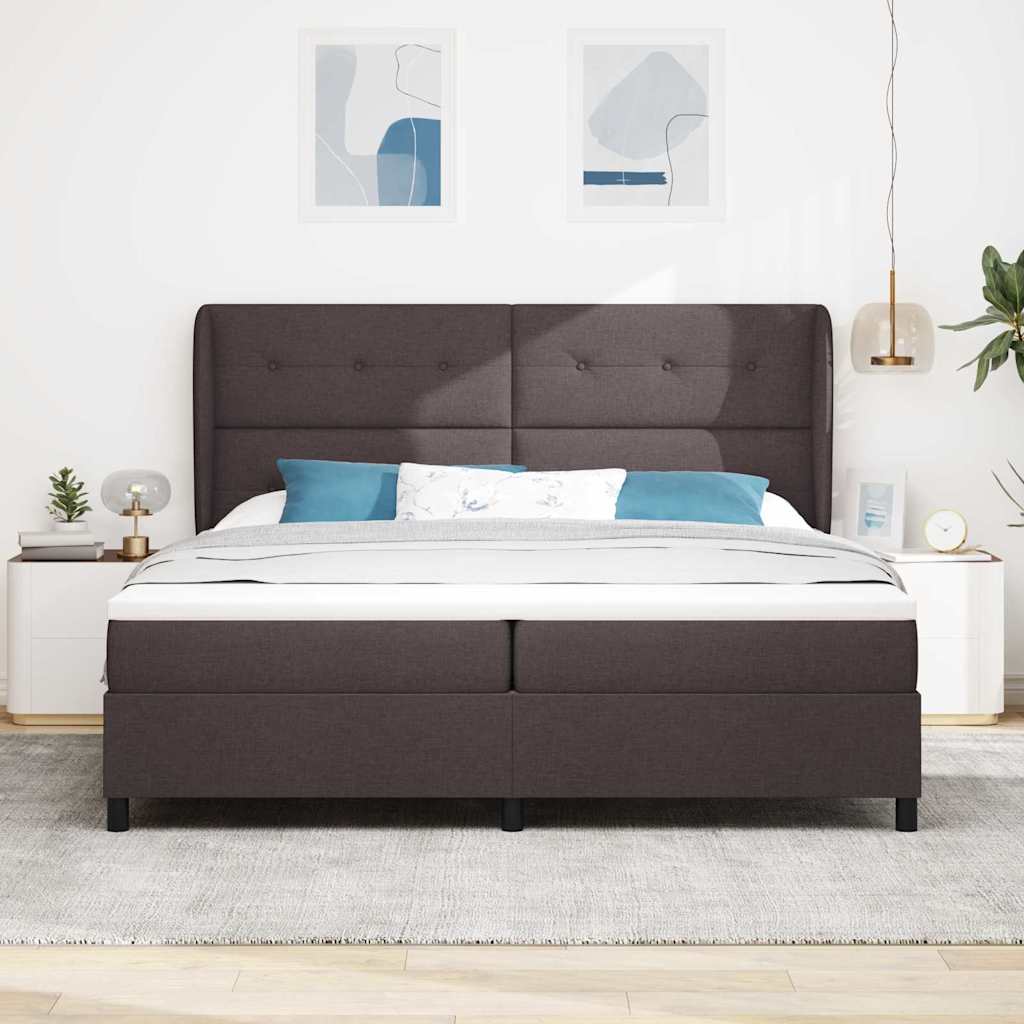 vidaXL Łóżko sprężynowe ciemnobrązowy 200 x 200 cm tkanina