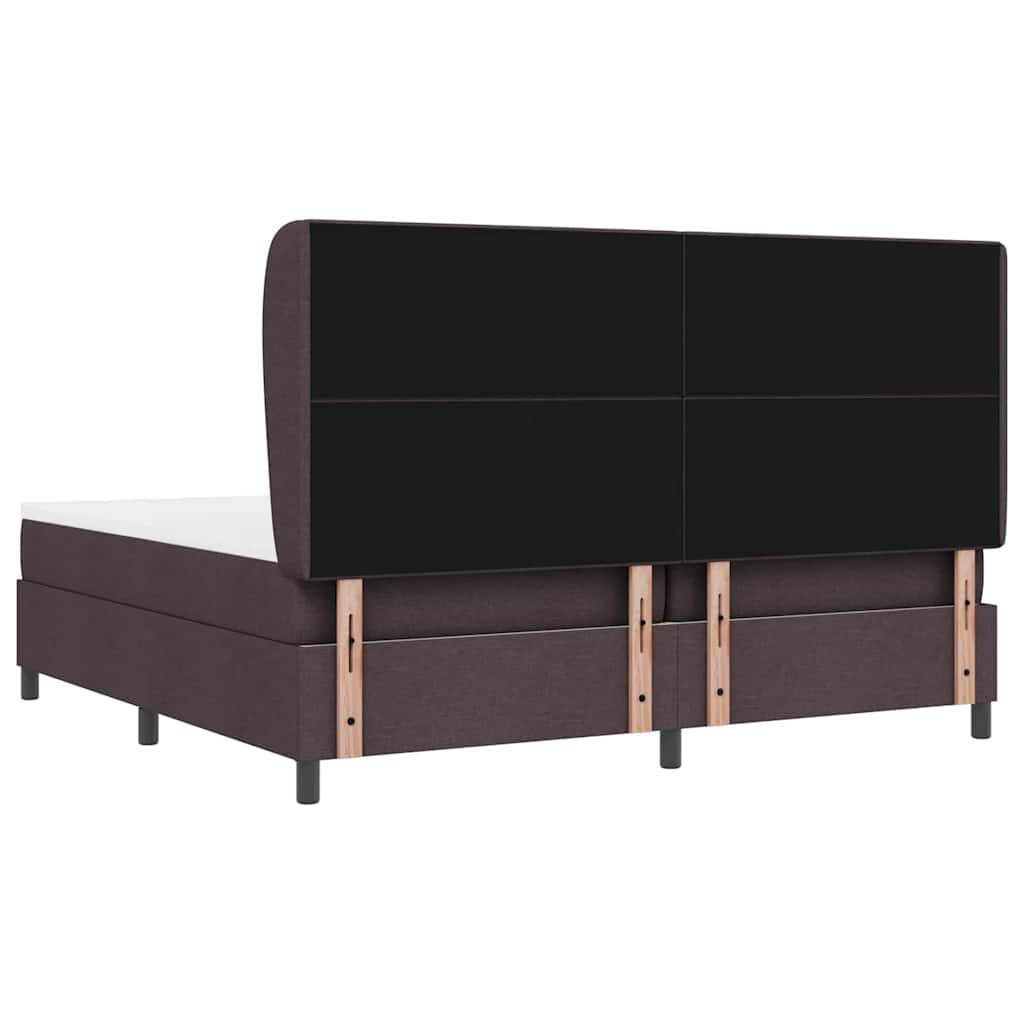 vidaXL Łóżko sprężynowe ciemnobrązowy 200 x 200 cm tkanina
