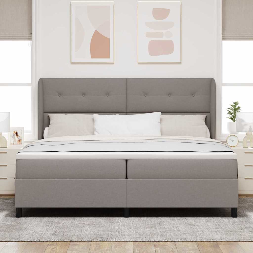 vidaXL Łóżko sprężynowe Z zagłówkiem Ciemnoszary 200 x 200 cm tkanina