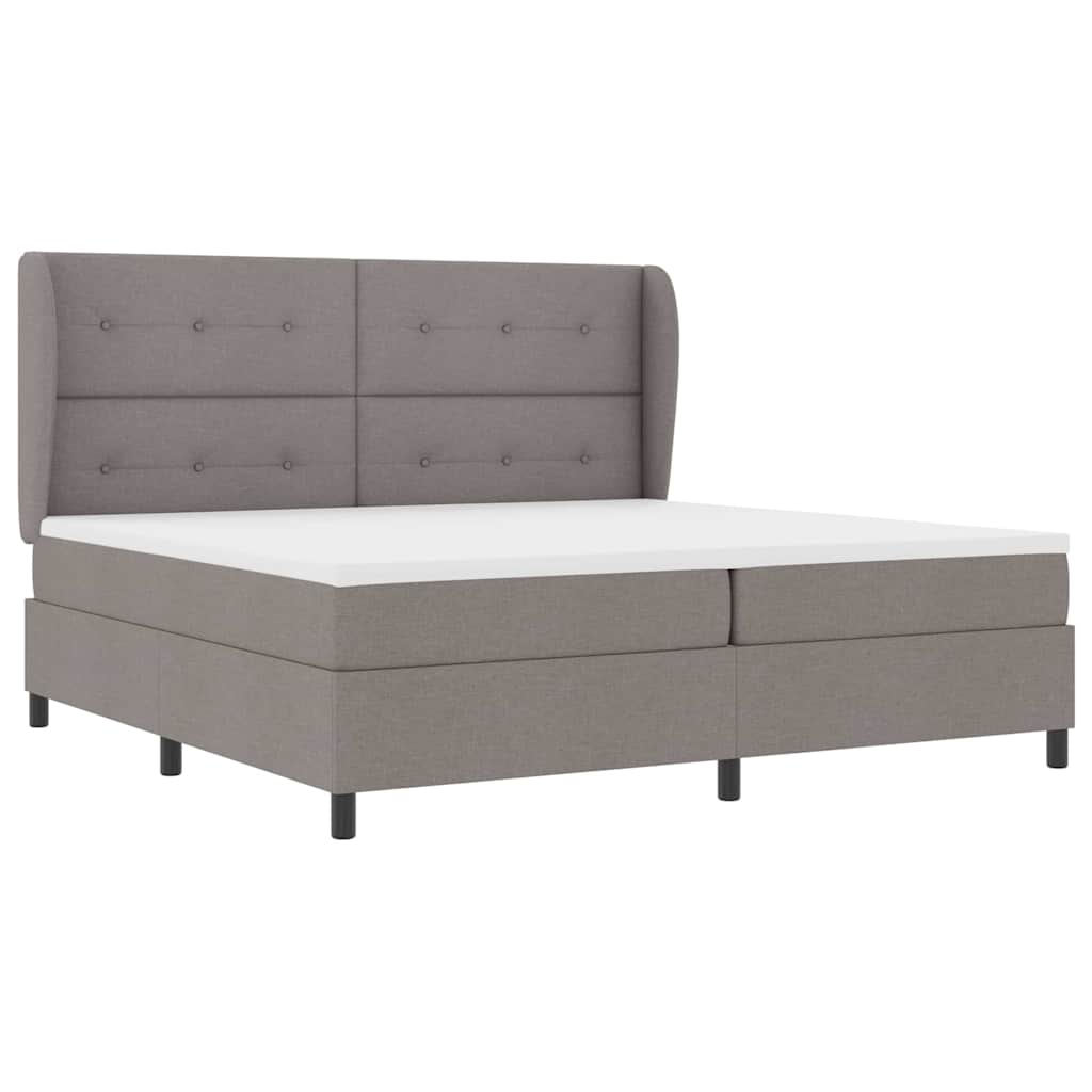 vidaXL Łóżko sprężynowe Z zagłówkiem Ciemnoszary 200 x 200 cm tkanina