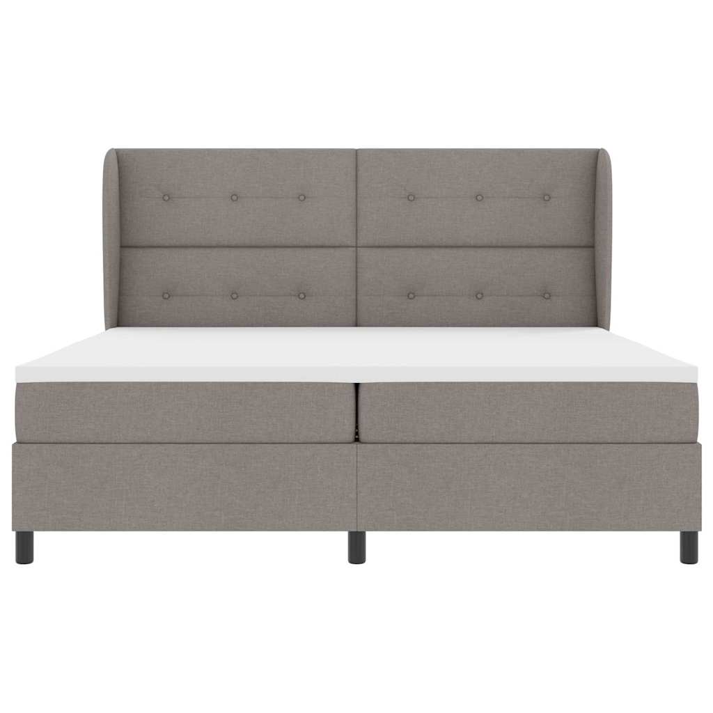 vidaXL Łóżko sprężynowe Z zagłówkiem Ciemnoszary 200 x 200 cm tkanina
