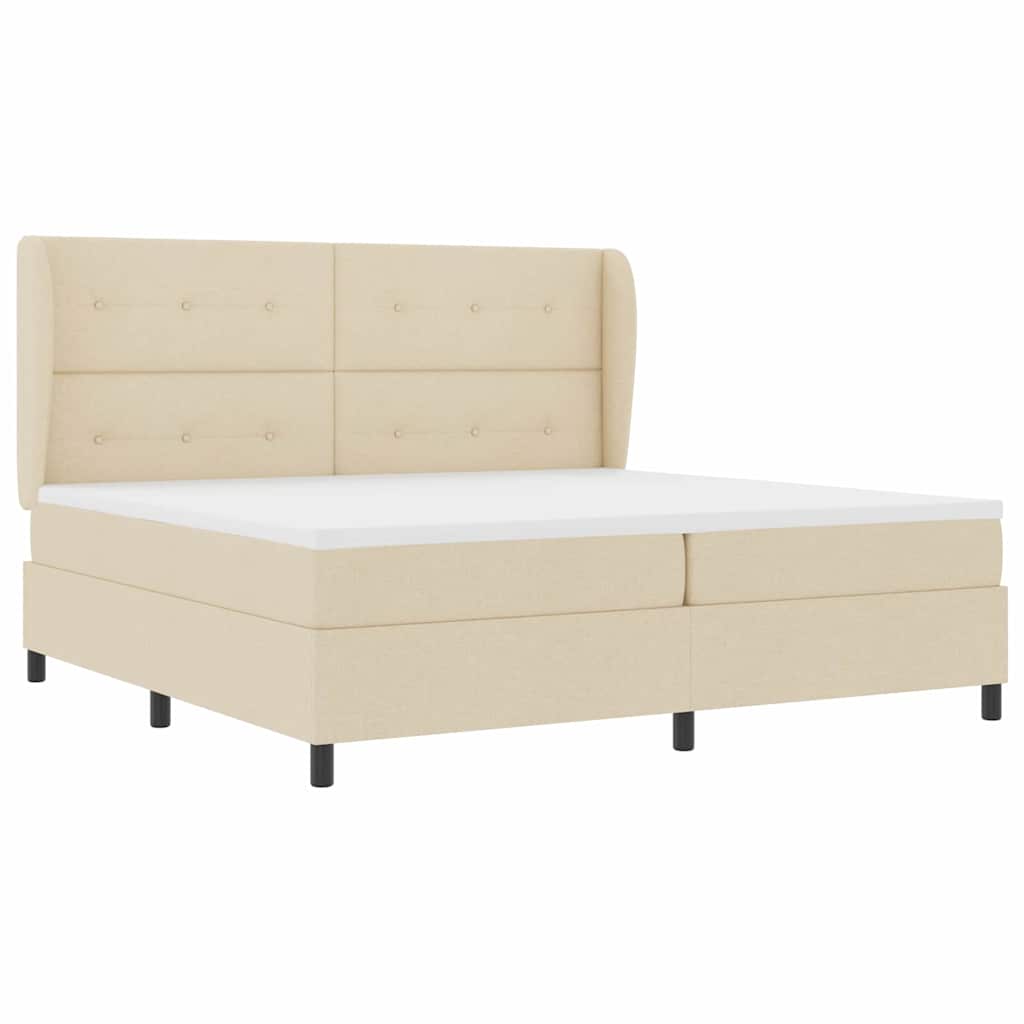 vidaXL Łóżko sprężynowe z materacem Kremowy 200 x 200 cm tkanina