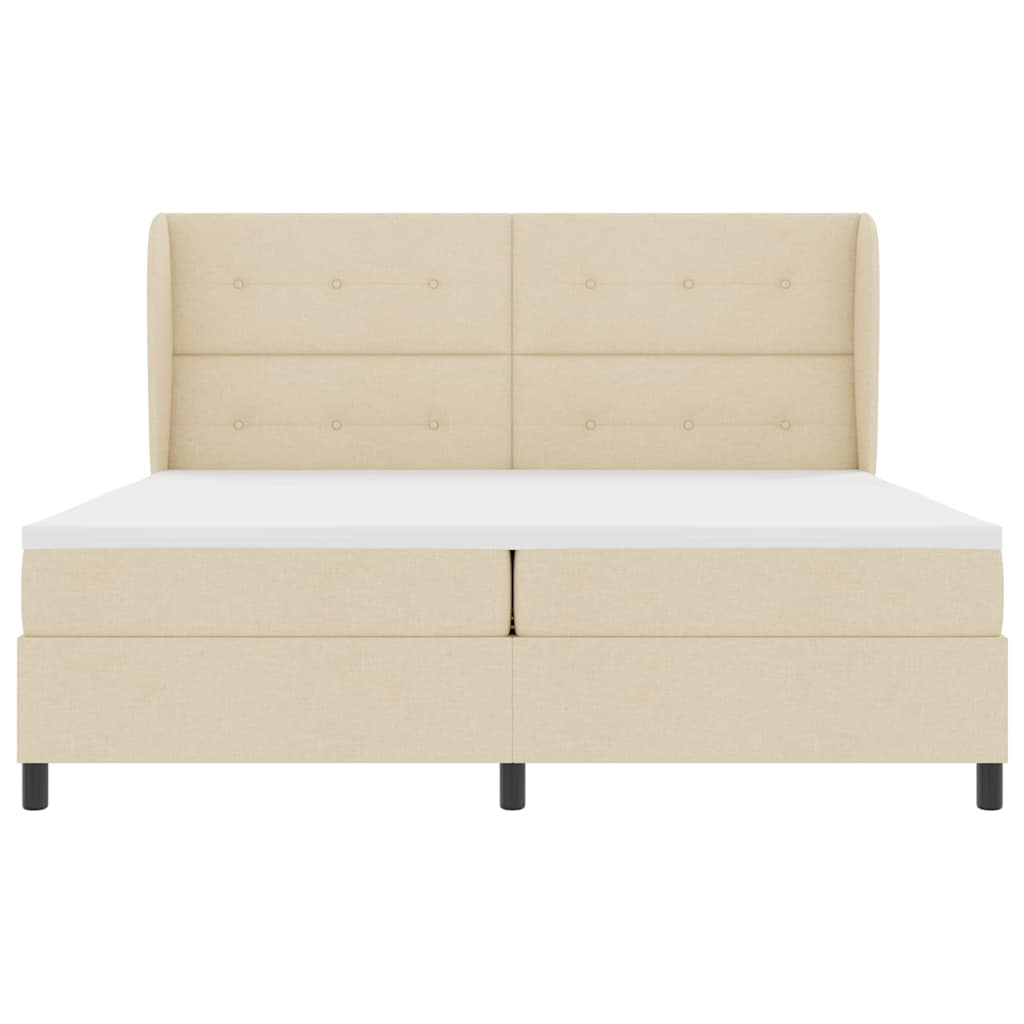vidaXL Łóżko sprężynowe z materacem Kremowy 200 x 200 cm tkanina