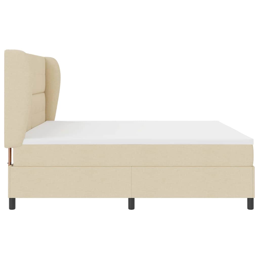 vidaXL Łóżko sprężynowe z materacem Kremowy 200 x 200 cm tkanina