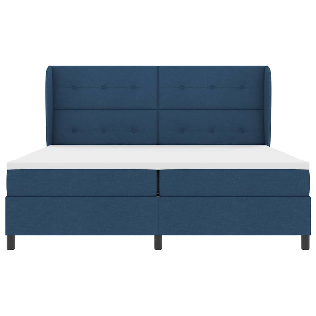 vidaXL Łóżko sprężynowe z materacem Niebieski 200 x 200 cm tkanina